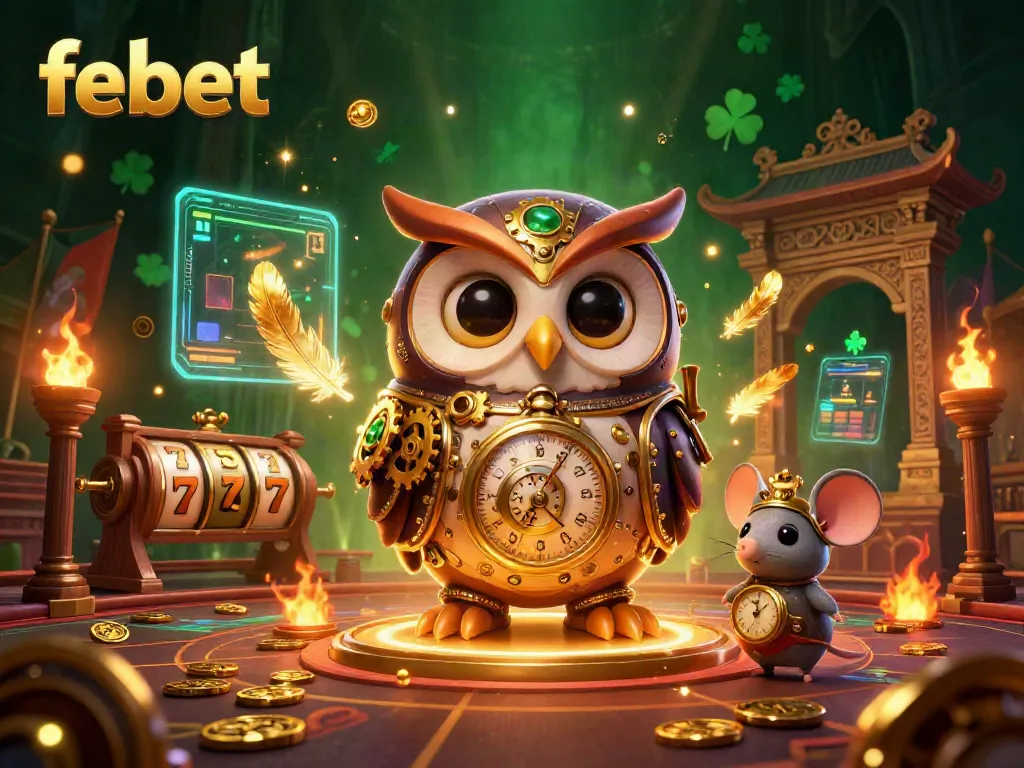 Experience thrilling slots and betting at febet with this vibrant casino illustration.